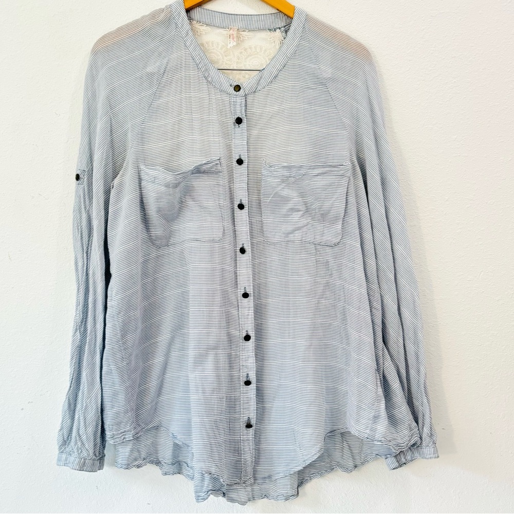 Free People Long Sleeve Striped Button Down Size Medium